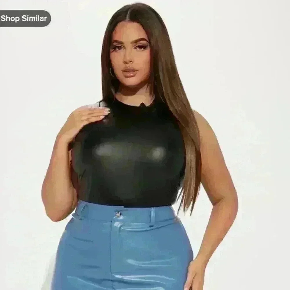 Fashion Nova Women's XL Priscilla PU Leather Top - Black